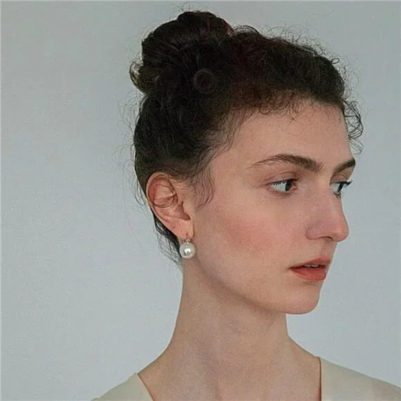 12mm Shell Pearl Earrings | Natural Mother of Pearl with Nacre Finish - Picture 4 of 4